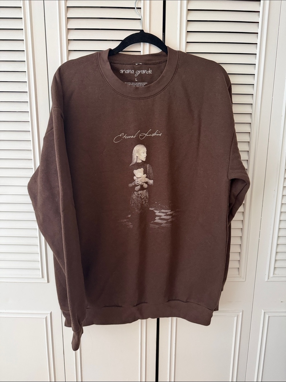 Ariana Grande Chocolate Brown Graphic Crewneck Sweatshirt